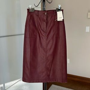 FRNCH Paris Faux Leather Edline Skirt, Burgundy, size S